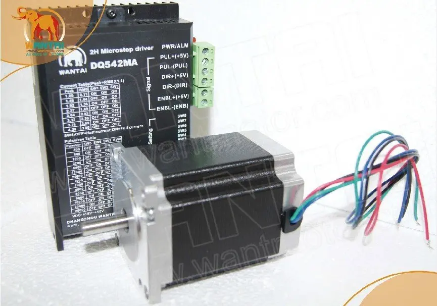 

Hot Sale! Wantai Nema23 Stepper Motor 57BYGH627 270oz-in+Driver DQ542MA 4.2A 50V 128micro CNC Router Grind Plasma Foam Mill