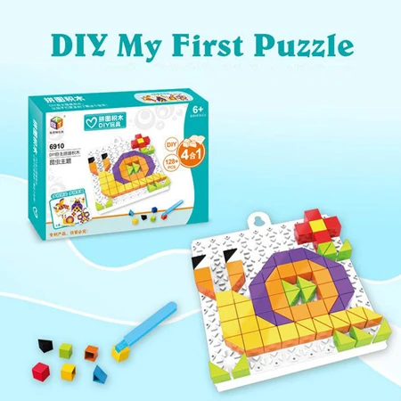 DOLLRYGA 98 шт. игрушки для детей DIY мультяшное Животное Головоломка многослойная головоломка Пазлы детские игрушки lote раннее развитие детей развивающие приспособления - Цвет: with original box