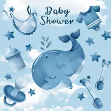 Laeacco Shark Dolphin Baby Shower Backdrops For Photography Party Baby Toys Pattern Photographic Backgrounds For Photo Studio