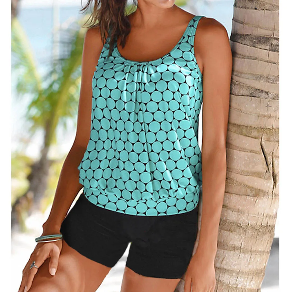 المرأة لباس سباحة زائد حجم نقطة طباعة Tankini Swimjupmsuit ملابس السباحة مبطن ملابس السباحة Biquinis Feminino # A المرأة لباس سباحة زائد حجم نقطة طباعة Tankini Swimjupmsuit ملابس السباحة مبطن ملابس السباحة Biquinis Feminino # A