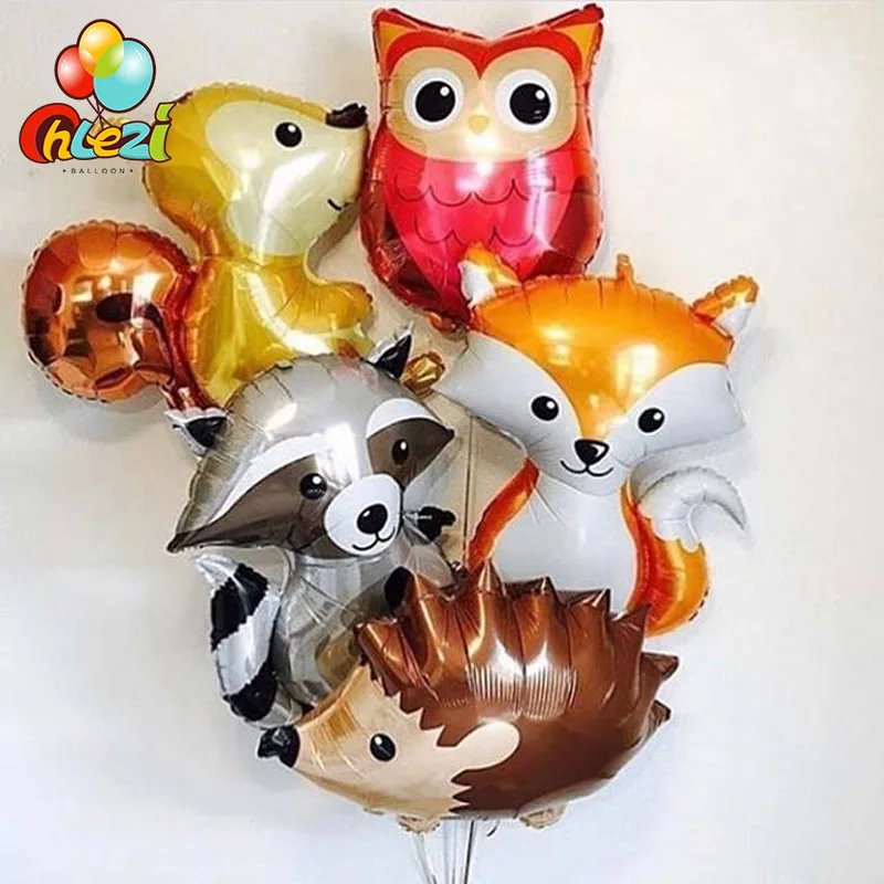 

1pcs Baby shower Animal balloon Fox hedgehog squirrel raccoon Birthday Party decor supplies Cartoon figure globos Kids DIY toys
