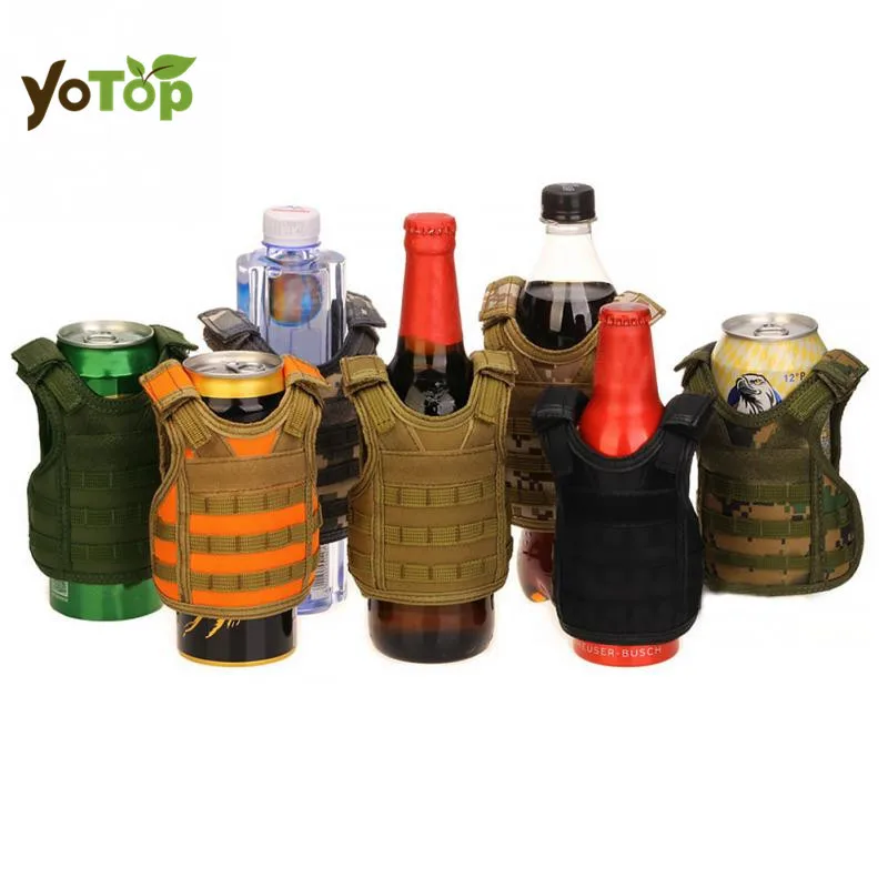 YOTOP Tactical Vest Layer Military Beer /Red Wine Bottle Set Mini Molle vest Hunting Drink set Adjustable Shoulder Straps | Дом и сад