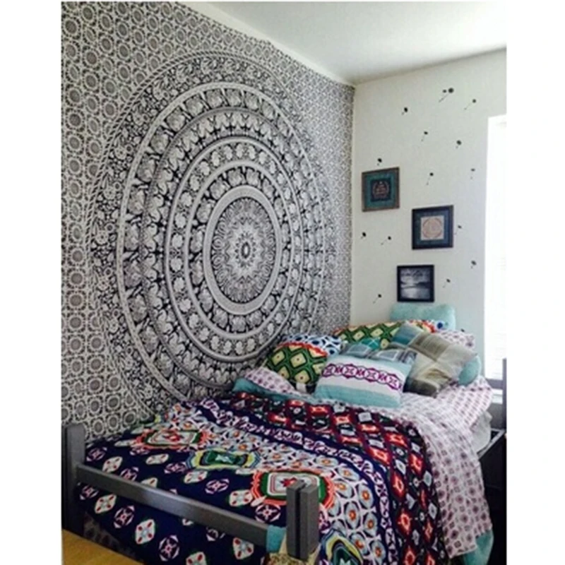 

Wall Tapestry Elephant Printed Bohemian Rectangular Tapestry Wall Hanging Mandala Bedspread Shawl Ethnic Art IC879787