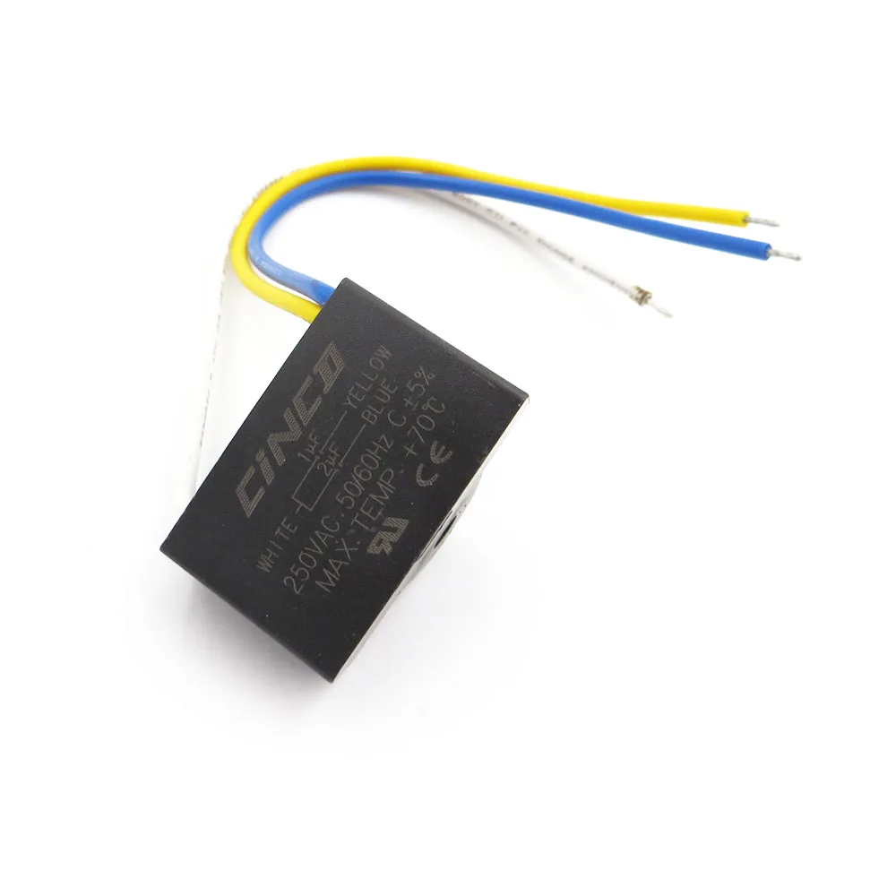 

CBB61 1 uF + 2 uF 250V 3 wires Motor Run Capacitor electrical fan 3 Speed electric fanners Electronic Fan Regulator Cable 250VAC