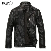 DQIYU новая кожаная куртка для мужчин модные мотоциклетные кожаные куртки пальто на молнии брендовые байкерские куртки мужские Jaqueta De Couro Masculina