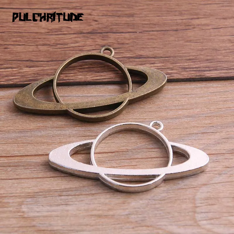 

PULCHRITUDE 2pcs 35*41mm Two Color Alloy Jewelry Accessories The Earth Charm Hollow Glue Blank Pendant Tray Bezel 12B36