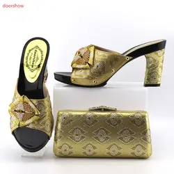 Doershow Новинка 2017 года Африканская обувь и сумочка для вечеринок; Итальянская обувь с сумочкой в комплекте новый дизайн женская сумка с
