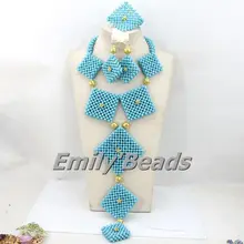 Удивительные новинка ручной Кристалл Костюм невесты Ожерелья для мужчин в нигерийском стиле Свадебные африканские Бусины комплект ювелирных изделий amj063