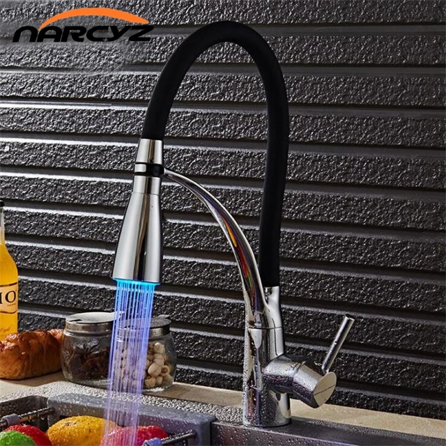 Best Offers LED Kitchen Faucets with Rubber Design Chrome Mixer Faucet for KitchenSingle Handle Pull Down Deck Mounted Crane for Sinks XT-50 Best Offers LED Kitchen Faucets with Rubber Design Chrome Mixer Faucet for KitchenSingle Handle Pull Down Deck Mounted Crane for Sinks XT-50