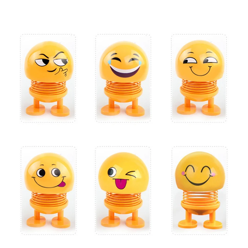 

Car Auto Dashboard Toys Cute Cartoon Funny Emoji Wobble Head Dolls Interior Creative Bounce Ornaments Car Decoration