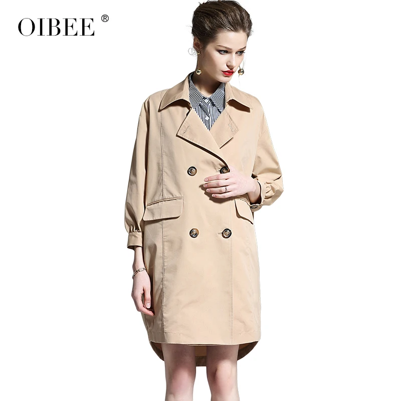 Imprimé Grande Mince De Lâche Femmes Oibee2019 Manteau Khaki Était Taille Printemps Long vent Coupe pink Nouvelles Décontracté qSX6qfnw