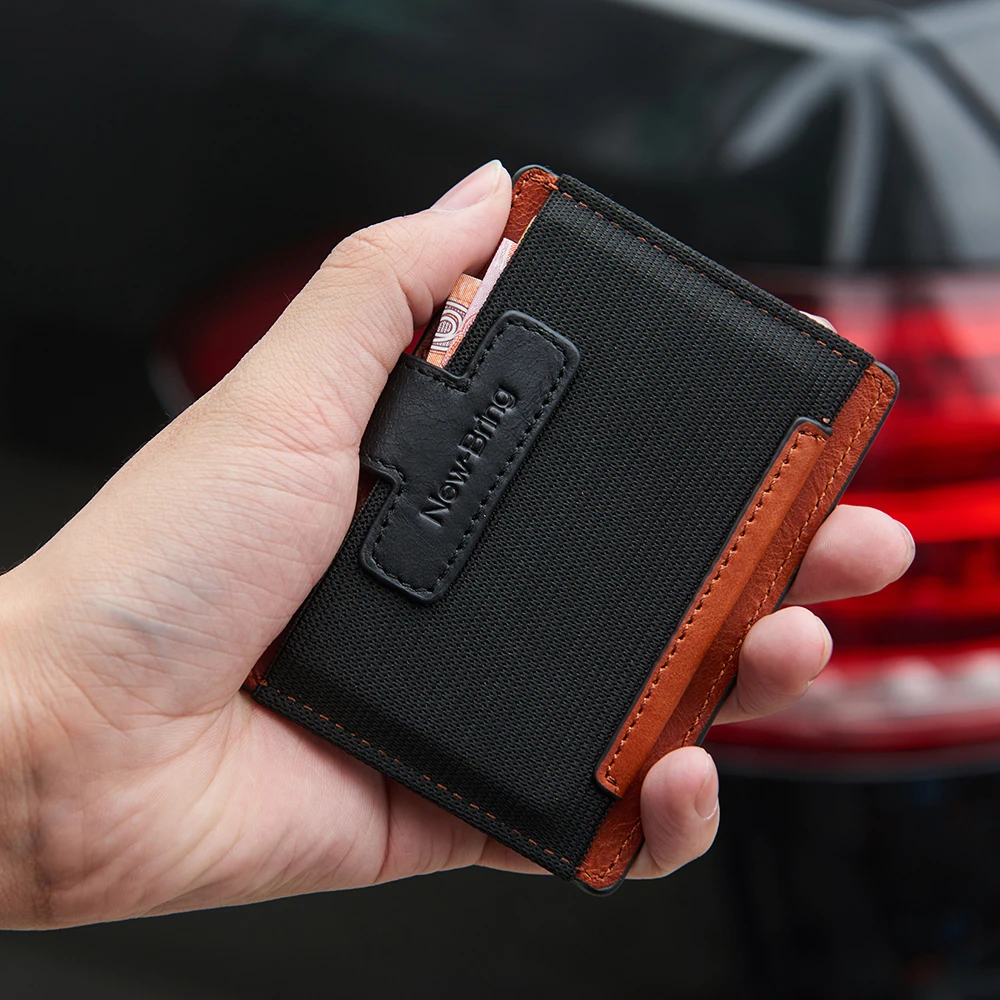 NewBring Slim Leather Credit Card Holder Man Compact Mini Purse Money Cash Women Wallet Female Business Card & ID Holder Sleeve