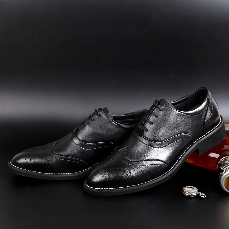 elegant shoes men genuine leather italian designer business dress male footwear luxury brand classic brogue oxford shoes for men (11)
