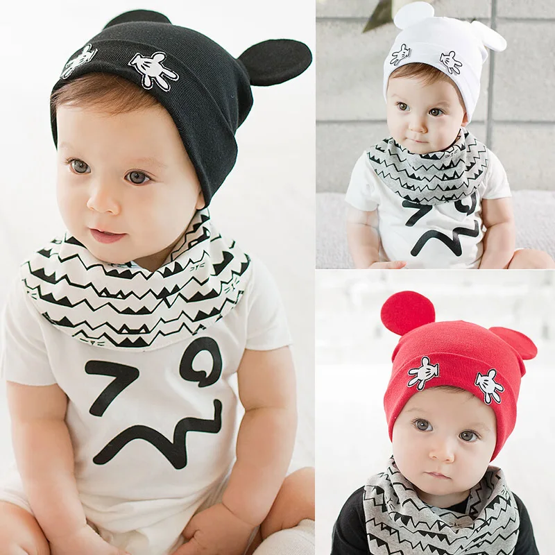 

Children Kids Cotton Cartoon Dot Ear Caps Boys Girls Spring Hat Baby Soft Warm Beanies High Quality