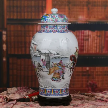 

Big Chinese ceramic ginger jars Antique Porcelain temple jars home decoration round ginger jar decorated