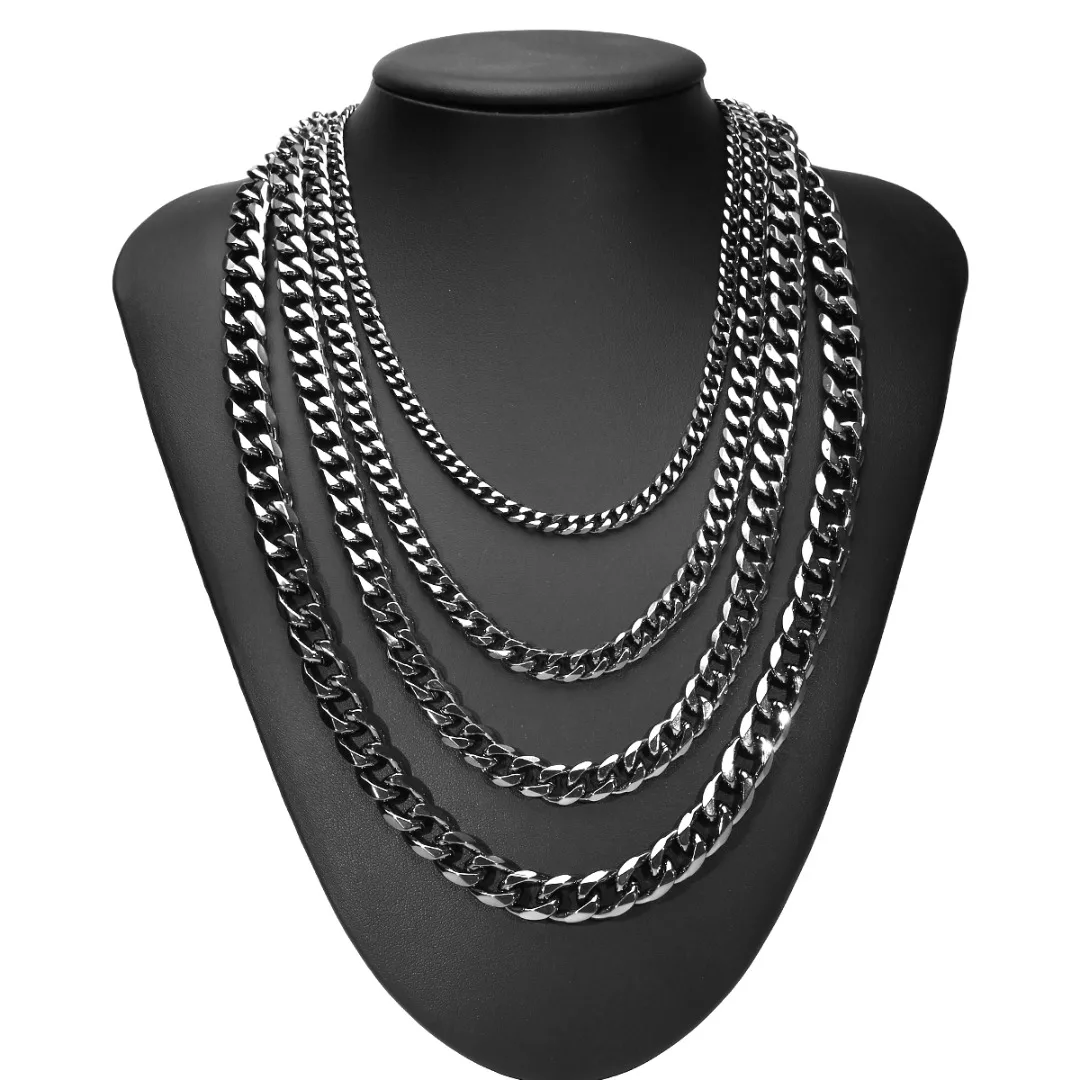 5/7/9/11mm Fashion Men Link Chain Necklace Shellhard Black Cuban Chain Men Women Jewelry Gifts Long Necklace Hip Hop Jewelry
