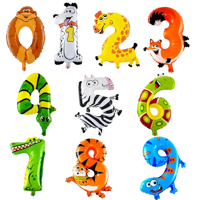 Happy Birthday Balloons Self Inflating Animal Number Foil Balloons Party Decor