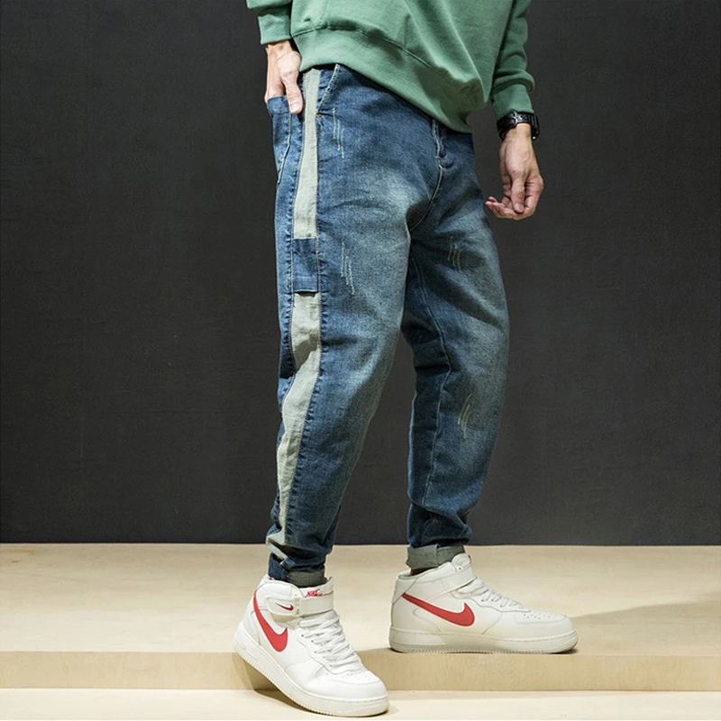 Fashion Streetwear Men Jeans Blue Color Vintage Design Loose Fit Tapered Trousers Patchwork Cargo Pants Men Hip Hop Pencil Pants
Fashion Streetwear Men Jeans Blue Color Vintage Design Loose Fit Tapered Trousers Patchwork Cargo Pants Men Hip Hop Pencil Pants