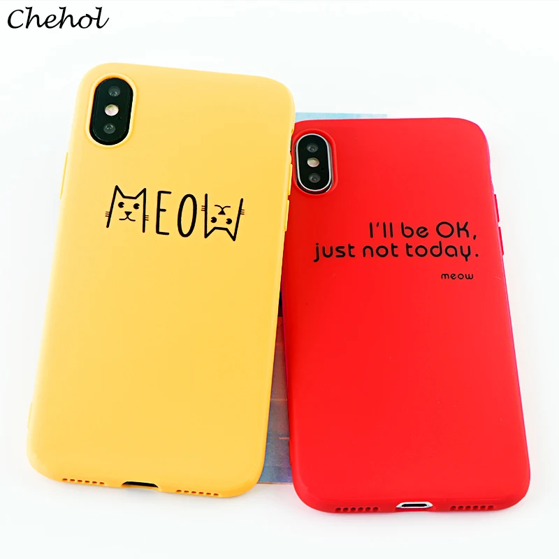 Fashion Mobile Phone Cases for iPhone X XS MAX XR 8 7 6 S Plus Case Funny Cat MEOW Soft Silicone Fitted Covers Accessories |