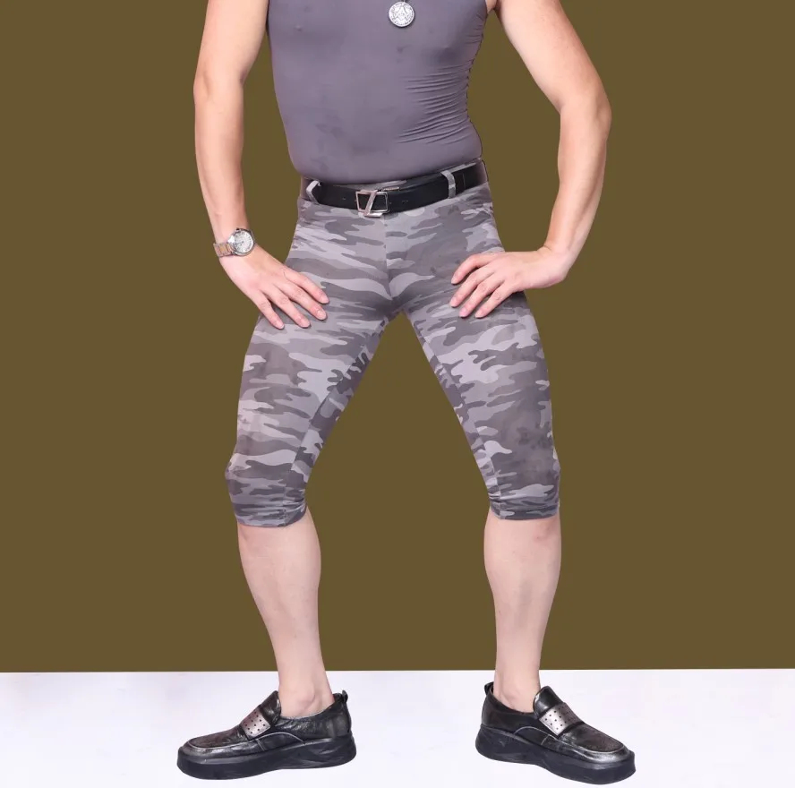 Men Sexy Camouflage Pants Army Green Slim Tight Trousers Casual