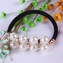 

New Design Geometric Flower Elastic Hair Band Pearl Rhinestone Scrunchy Gum for Girls Hair Accessories