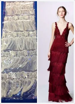 

fashionable Embroidered African French Net Lace Fabric For party Dress