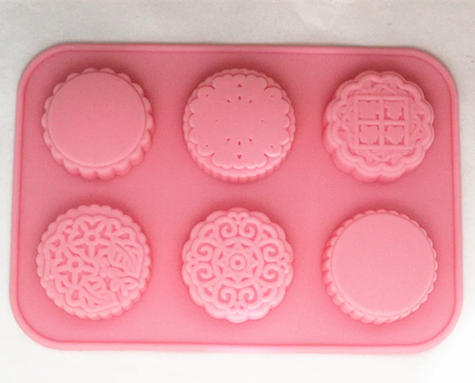 

six different moon cake shape silicone molds hand made soap molds