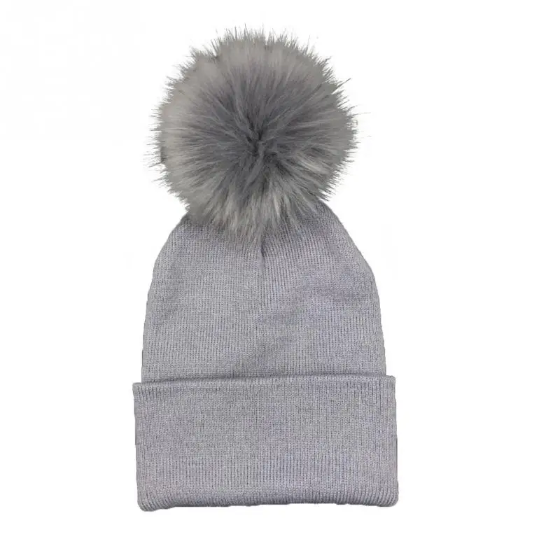 Зимние женские шапки шапка Skullies шерстяная Большая Меховая пушистый помпон шапки с помпоном женская вязаная шапка для девочек черный красный#20
