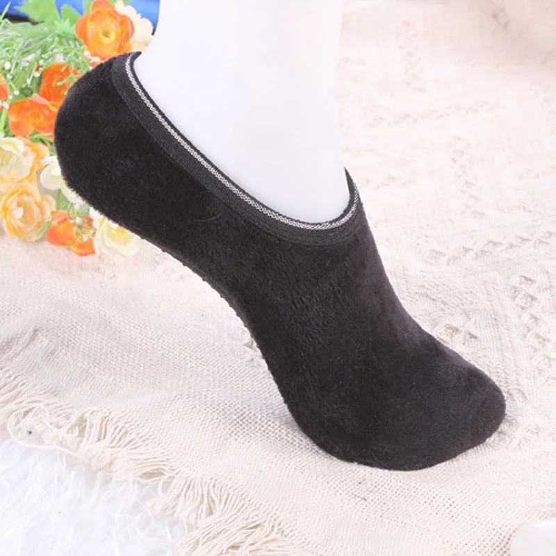 1 пара; сезон осень-зима; бархатные домашние носки-тапочки для родителей; плотные теплые короткие носки-башмачки; противоскользящие носки