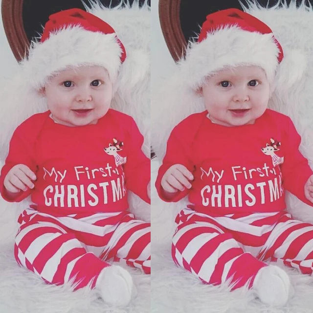2pcs Cute Newborn Clothing Set Baby Boy Girls First Christmas