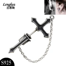 Оригинальные ремешки с крестом, 925 серебряные серьги в готическом стиле, панк, ювелирные изделия для ушей, винтажные аксессуары для ушей для мальчиков и девочек, подарок