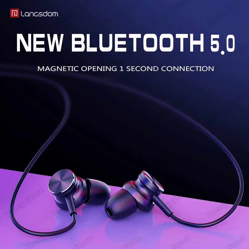 

Langsdom Sports Bluetooth headphone L33 portable super bass stereo Magnetic Switch gaming headset HIFI headphone with microphone