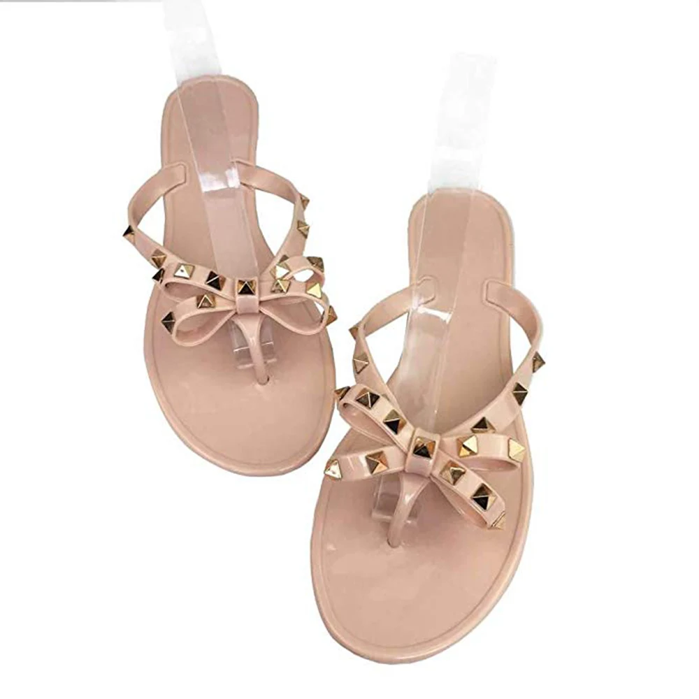 studded jelly flip flops