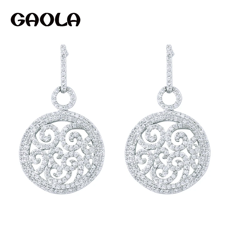 GAOLA прозрачный кубический цирконий круглый цветок серьги-гвоздики для женщин модный подарок GLE5610