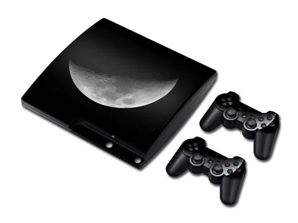 

OSTSTICKER Moon PVC Vinyl Skin Decals Stickers For PS3 Slim Console and Controllers free shipping