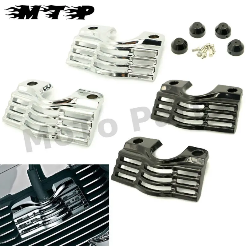 BLACK/CHROME FINNED SLOTTED HEAD BOLT SPARK PLUG COVERS GUARDS FOR