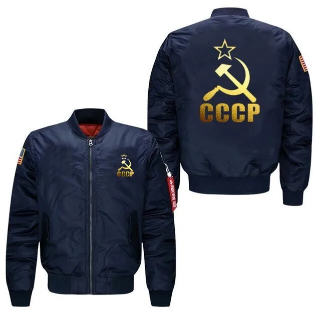 Хит CCCP российский СССР летающий Бомбер куртка зимняя утолщенная теплая на молнии
