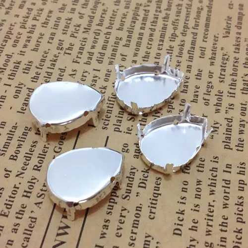 

Droplet Silver Metal Claw Setting Closed Back For Sewing on Pear Fancy Stone 10X14MM,13X18MM,18X25MM,20X30MM,30x40MM
