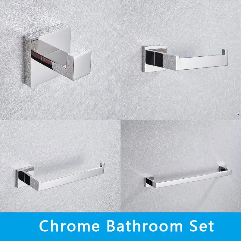 chrome bathroom set Senlesen 304 аксессуары для ванной комнаты из нержавеющей стали набор настенное крепление вешалка для полотенец, ванная подвесное металлическое изделие вешалка для одежды Комплект полок - Цвет: chrome bathroom set