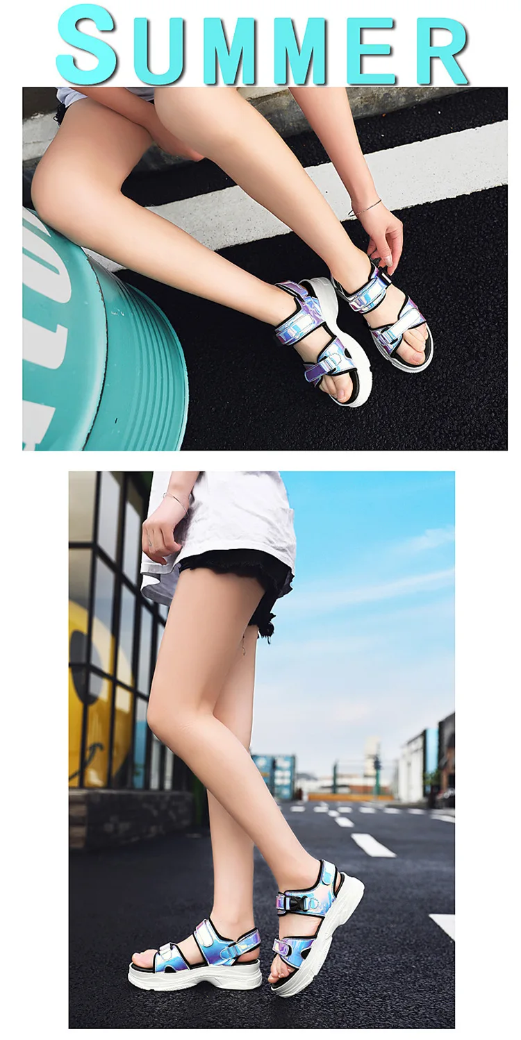Zhen zhou/женские босоножки; Новинка года; модная женская повседневная обувь; шикарная обувь на танкетке с пряжкой на ремешке; обувь на платформе; Летние босоножки