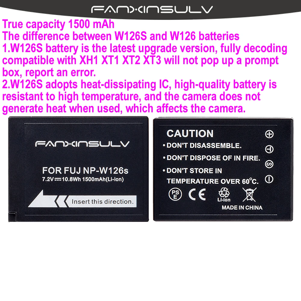 4x NP-W126S NP W126S Battery + 4 Battery box for Fujifilm Fuji XT3 XA5 XT20 XT2 XT1 XH1 XT10 XE3 X100F SHIP WITH TRACKING NUMBER