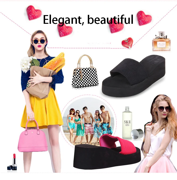 Summer Woman Shoes High Heel Slippers Platform bath slippers Wedge Beach Flip Flops  For Women Brand Black EVA Ladies Shoes (7)