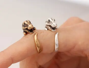 

Wholesale adjustable dinosaur Ring, retro gold / silver animal, Dinosaur rings Jewelry ,brithday gift free shipping12pcs/Lot