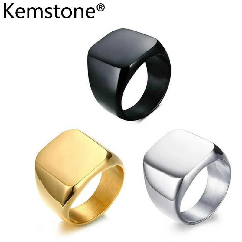 

Kemstone Simple Stainless Steel Gold/Sliver/Black Color Men Ring Jewelry Gift