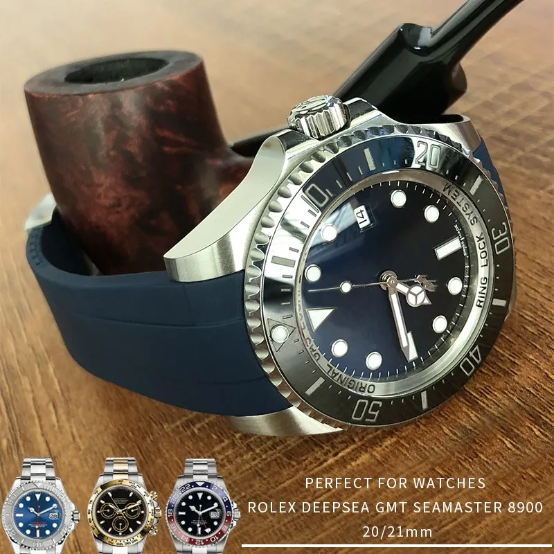20mm 21mm Rubber Silicone Watch Strap Combination Buckle Watchband for Role Daytona Submariner DEEPSEA GMT SEAMARSTER 8900 Watch