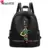 Simples À Prova D’ Água Mochila de Nylon Mulheres Generoso Decente Letras Bordados Ombro Zíper Mochila com Pingente de Estrela Decoração
