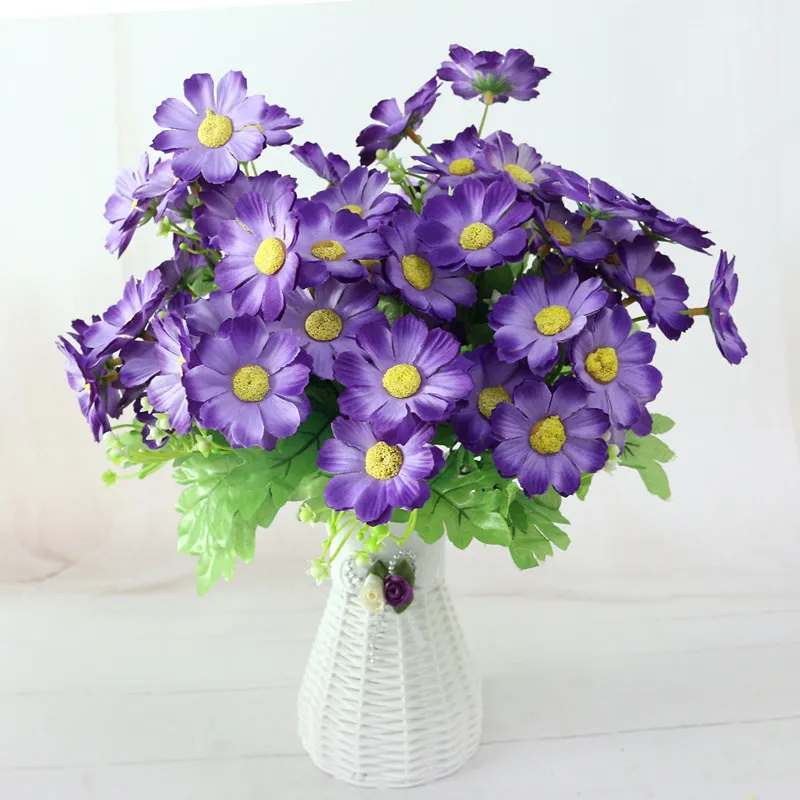 quality  plastic vase + silk flowers artificial flower set home flowers decoration artificial wedding decor Free Shipping (32)