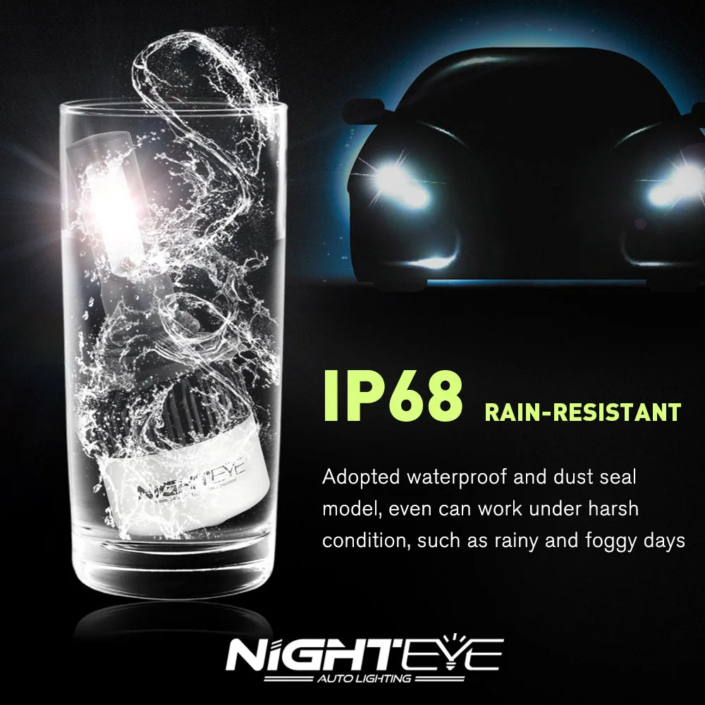 NIGHTEYE 9000LM H4 H11 H7 Светодиодные Автомобильные фары лампы 6500K H8 H1 HB3 9005 HB4 9006 72W 360