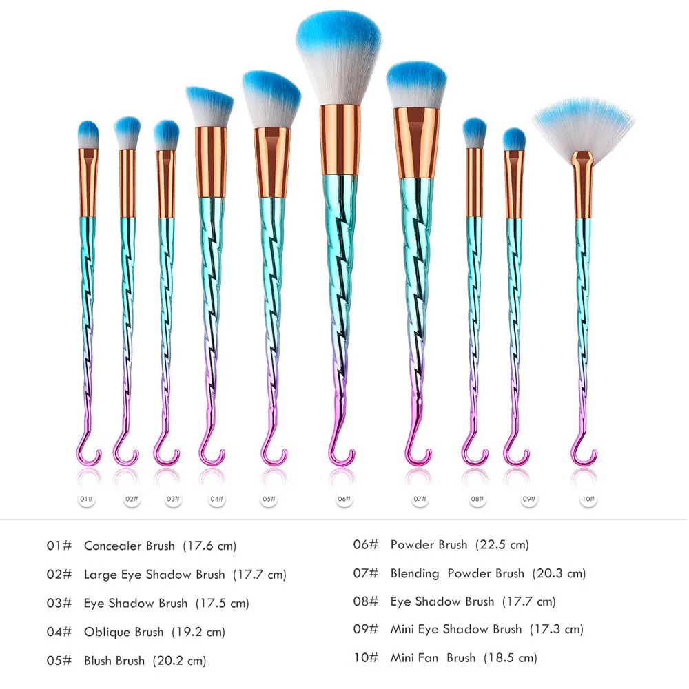GUJHUI 10 шт крюк кисть для максияжа, тени для век Кисть Косметика, смешивание Brush Tool maquiagem Профессиональный полный модные H30318