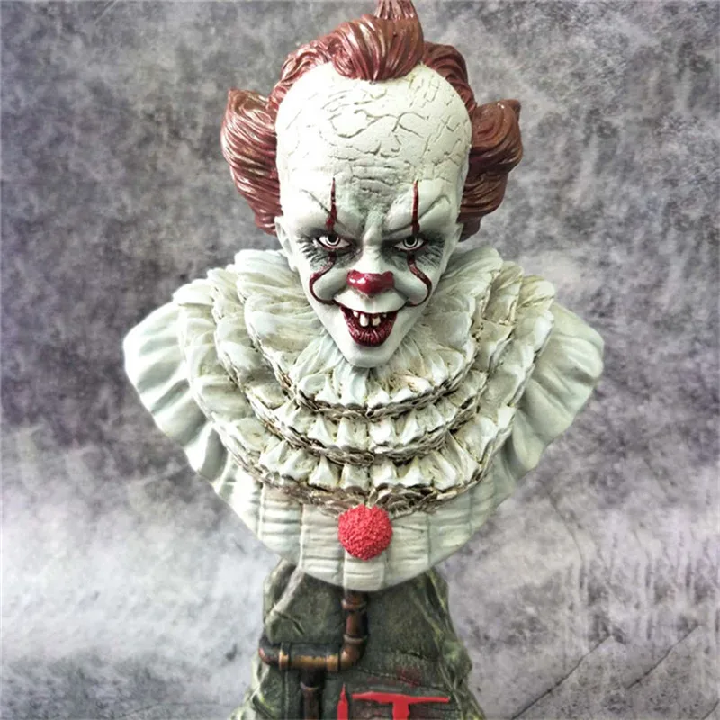 10 дюймов Стивен Кинг это Pennywise статуя террор клоун Бюст Смолы Фигурка Коллекция Модель игрушки Y965